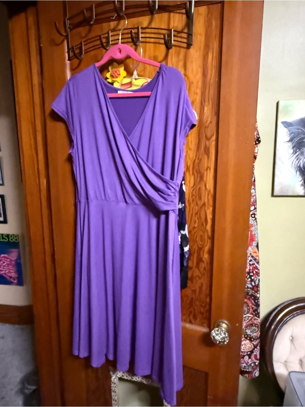 Women's Purple Wrap-Front Midi Dress